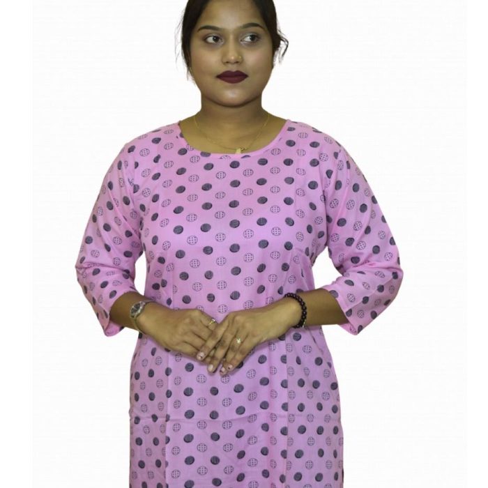 Women’s Printed Straight Kurti with 3/4th Sleeves – Soft Cotton Casual Wear