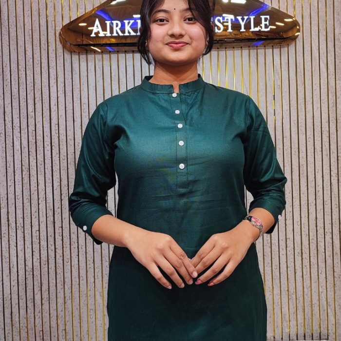 Summer Special Solid Mandarin Collar Daily Wear Short Kurti for Women